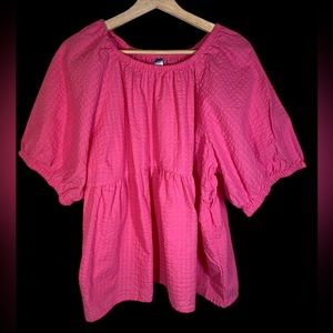 Old Navy Fuchsia Summer Puff Sleeve Top Size XL